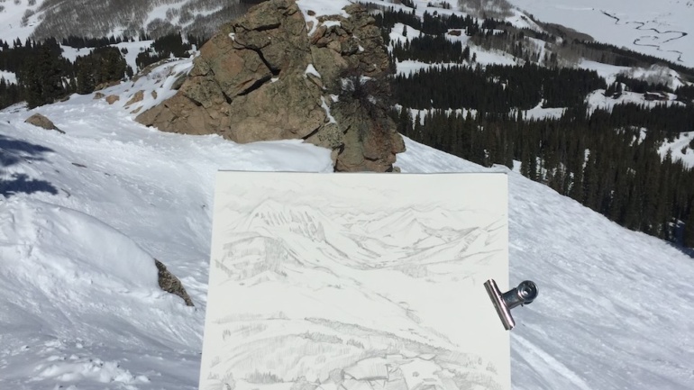 plein-air drawing in Crested Butte, CO, 2017, by Jonathan Machen