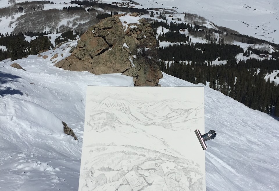 plein-air drawing in Crested Butte, CO, 2017, by Jonathan Machen